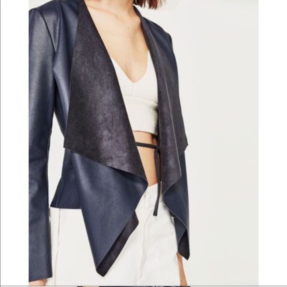 Zara Pu Leather Drape Jacket